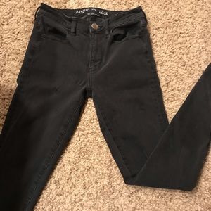 American Eagle Black Skinny Jeggings, Size 4 Long